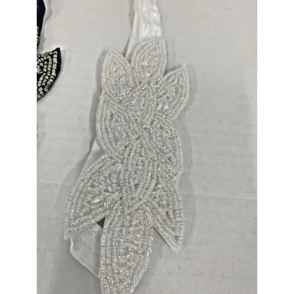 3 pack 1920s head band piece elastic beads formal sparkle STRETCH BRAND NEW